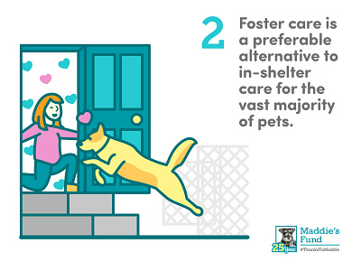 Maddie's Fund - 2nd Guiding Principle for Foster Programs animal cage dog foster care golden retriever icons illustration infographic open arms open door redhead rescue shelter woman