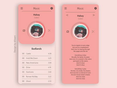 Music Player android button color design dribbble feminine halsey indonesia ios music musicplayer pink portofolio theme ui uidesign uiux userinterface ux