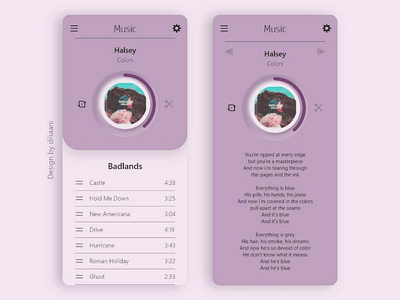 Music Player (Pastel) android button color design dribbble feminine halsey indonesia ios music musicplayer pastel portofolio purple theme ui uidesign uiux userinterface ux