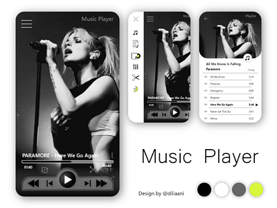 Music Player (Light Mode) app appdesign application black button dark design dribbble light list mode music music player play player playlist white