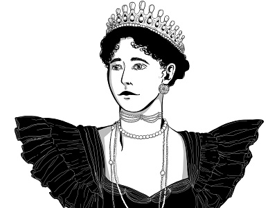 Queen Mary of Romania artwork artworks blackandwhite cartoon illustration characterdesign characters creative design history illustration original art queen