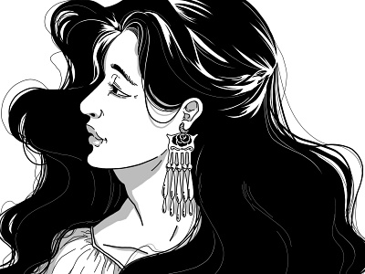 Zaraza artwork artworks beauty blackandwhite blackhair cartoon illustration characterdesign dark gypsy illustration original art women