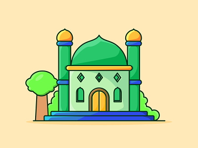 vector mosque in flat design arab art design eid flat illustration islam mosque vector