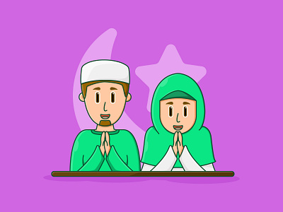 character muslim greeting eid mubarak