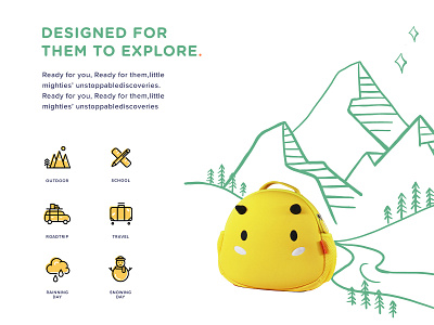 Customize illustration for Dyno backpack design ecommerce illustration web design