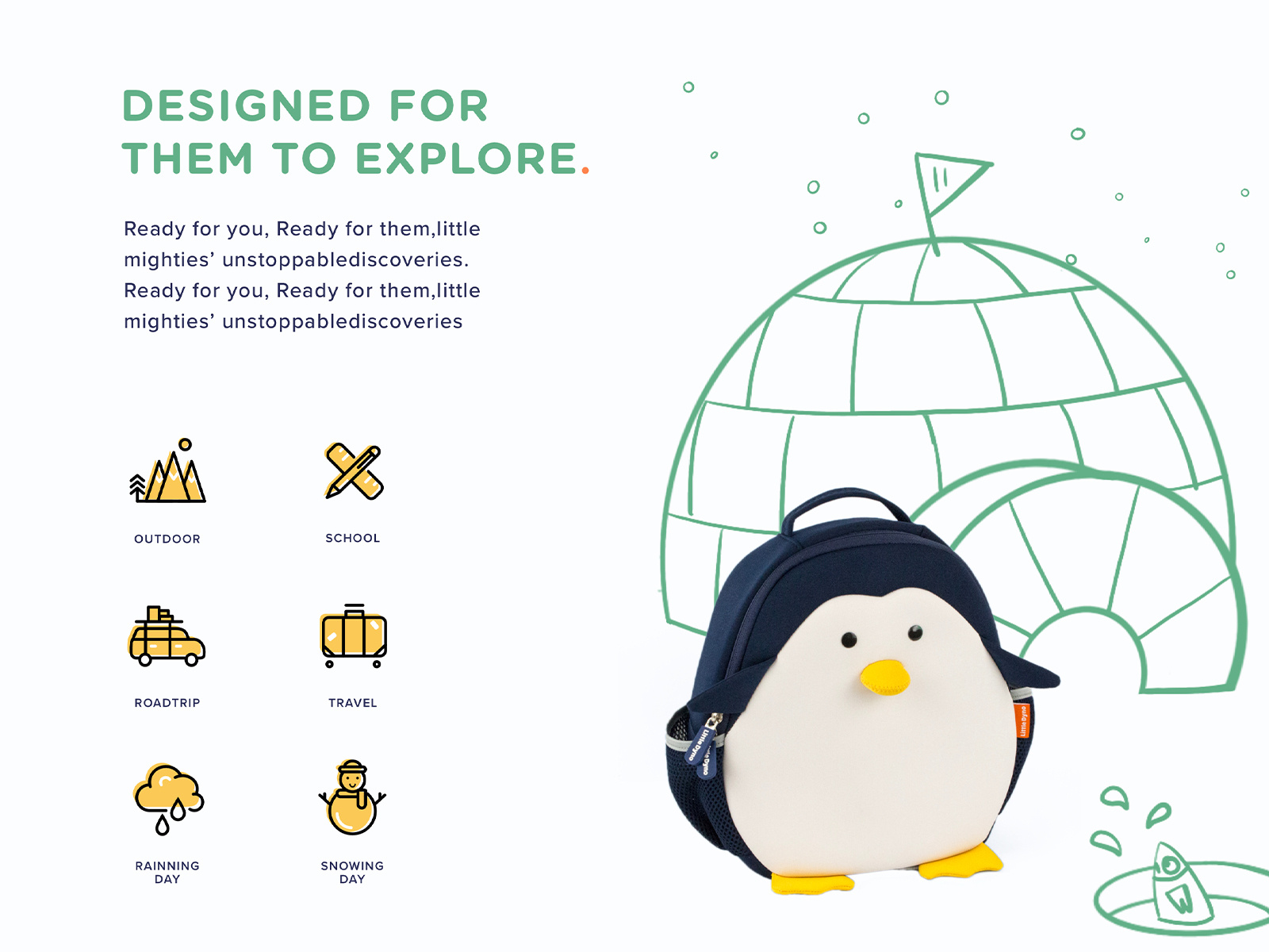 Customize illustration for Penguin backpack by Jane Lin on Dribbble
