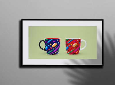 RED&BLUE blue design illustartion model mug poster red vector wal