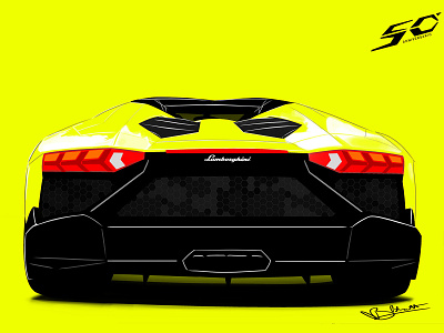 Lamborghini Aventador Roadster 50th Anniversary Illustration anniversary edition automotiveillustration aventador illustration lambo lamborghini photoshop roadster