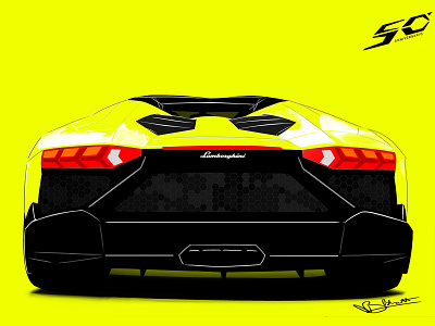 Lamborghini Aventador Roadster 50th Anniversary Illustration