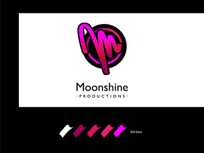 Moonshine productions logo brand brand design branding branding design calligraphy calligraphy logo cyberpunk design geometric design graphic graphic design logo logo design pink vector