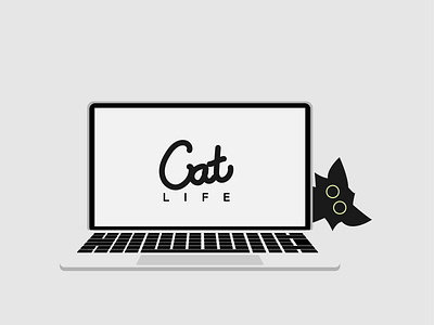Catventure #3 art cat cat life cat lover character cute design graphic graphic design illustration kitten laptop mac macbook minimalist vector