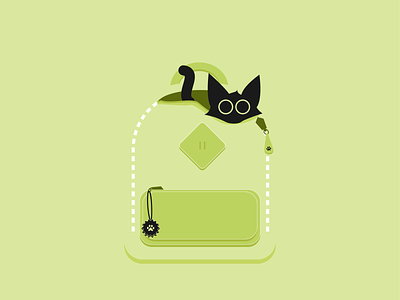 Catventure #4 abstract art backpack cat character character design graphic graphic design green illustration kitten minimalist vector