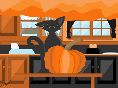 Halloween Kitten art black cat cat cat art design graphic graphic design halloween halloween design illustration october pumpkin vector vector illustration