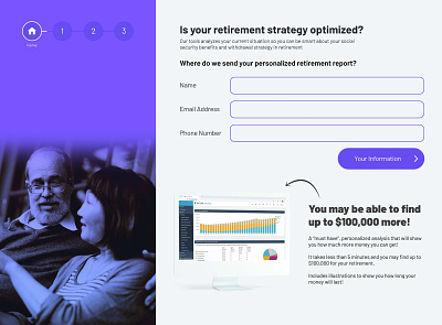 Retirement strategy landing page app design financial marketing retirement typography ui ux