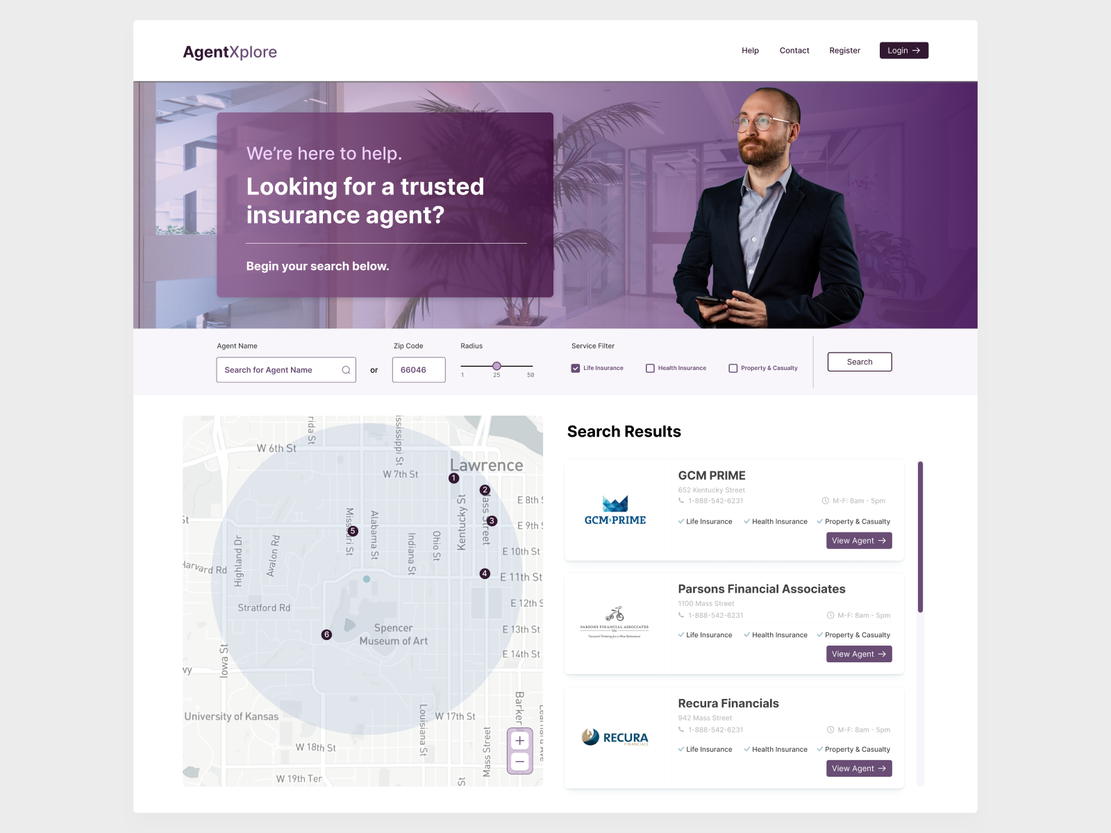 Life Insurance Agent Search by Carl Smith on Dribbble