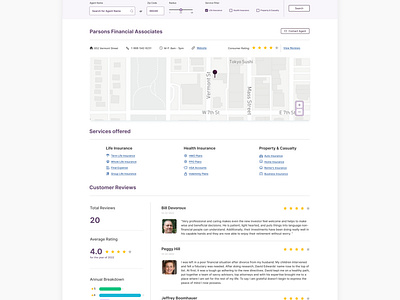 Financial Advisor Search List Result Review Page