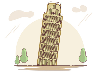 Pisa Italia flat design flat illustration flatdesign illustration illustrator vector