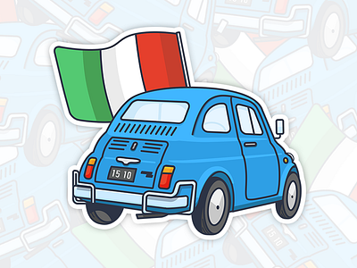 🇮🇹🍝🍕🍷🃏🇮🇹 500 bandiera cinquecento fiat flag illustration italia italy sticker