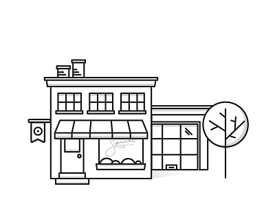 Sprinkle Inc building donuts illustration shop storefront thick lines