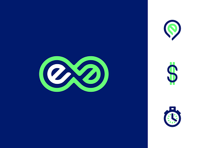 Evolve Identity e evolve icon infinity lime logo navy pin wordmark