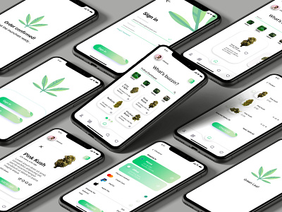 Green Leaf App Design app design apple application canabis design figma minimal ui ui design weed