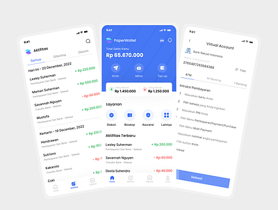 PaperWallet - Apps Version bank blue clean history inspiration nice ui payment simple trand transfer ui kit wallet