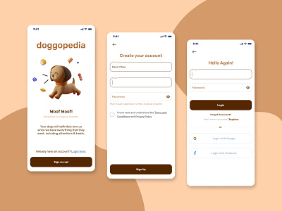 Sign Up / Login Page - Mobile App for Pet Owners 001 app clean ui daily 100 challenge daily ui dailyui dailyui 001 dailyuichallenge design ecommerce login login page pet app pet ecommerce pets sign up signup ui uidesign ux