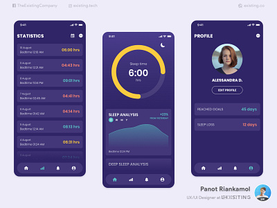 Sleep Analysis Application app app design design flat illustration ui ux