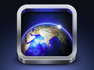 Earthview iPhone app icon earth icon iphone metal