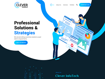 Clever infotech branding design home page homepage illustration landing page landingpage mobile app mobile ui web design