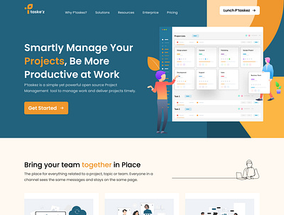 P'taskez branding design home page homepage landing page landingpage ui web design