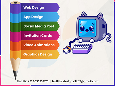 Services that provide by Design Villa animation branding design graphic design illustration logo ui