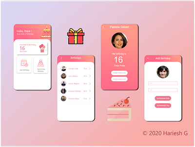 Birthday App app birthday birthday party design gradient idea mobile ui pink ui uiux