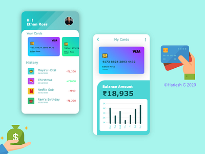 Expense Manager App app art bank card credit design expense graph green money monochrome ui uiux