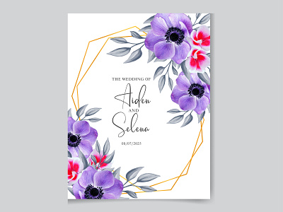 Romantic watercolor wedding invitation card