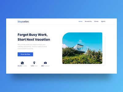 Landing Page - Staycation. adobe xd blue landing page travel traveling uidesign uxdesign webdesign