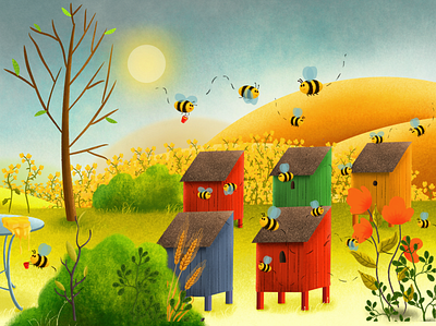 bees and hives animals bee bees book characters children childrens book colors illustration illustrations illustrator ilustrator lustracje