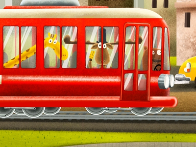 Streetcar book children book elk giraffe illustration illustrations illustrator ilustracja ilustracje tram
