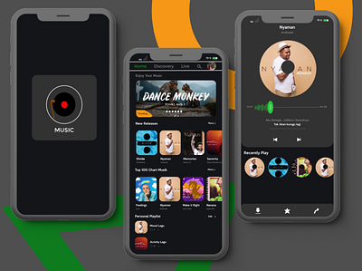 Music Aplikasi (Dark Mode) app design illustration invision logo music music app music player musik ui ux