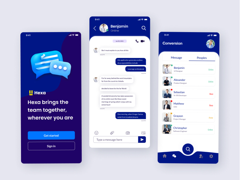 Hexa Message Community App by Yunus Bahtiar on Dribbble