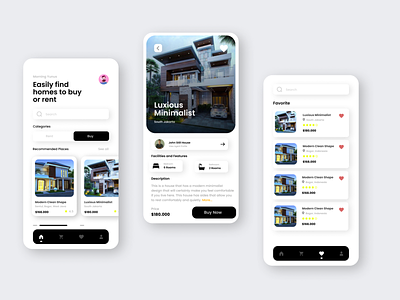 Properties App 3d animation booking ticket app dark mode app home app house keeper app landing page minimalist app properties app ui ux web design