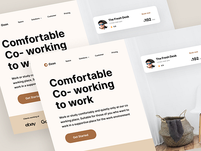 Co-working Space Webs Design 3d animation booking app brainstorming app coworking space web design coworking space website furniture web design illustration landing page minimalist design minimalist website mobile app design mobile design popular ui web web design website design working app