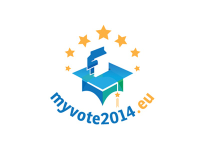 myvote2014 logo proposal blue bridge clean eu hand hat stars vote yellow