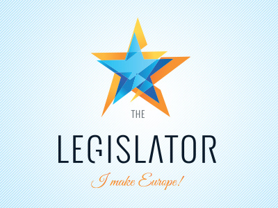 Logo The Legislator blue composition dash line europe logo pieces reflection star yellow