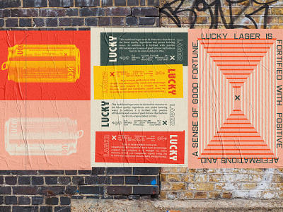Lucky Lager Off-pack Exploration alcohol branding beer can beer packaging beverage design branding branding design cpg identity label label design lager lucky out of home packaging poster