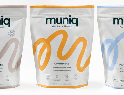 Muniq Packaging brand identity branding branding design cpg gut health identity label label design packaging prebiotic probiotic shake