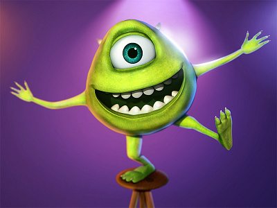 Mike Wazowski 3d bob razowski lights maya mike wazowski monster monsters inc. pixar render zbrush