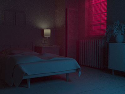 Insomnia arnold bedroom cg lighting maya motel neon light