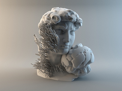 Sirène 3d anemone bust coral mermaid sculpture sea sirène