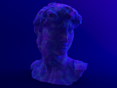 Sirène bleue 3d arnold blue head maya procedural sculpture shader shading texturing uv light